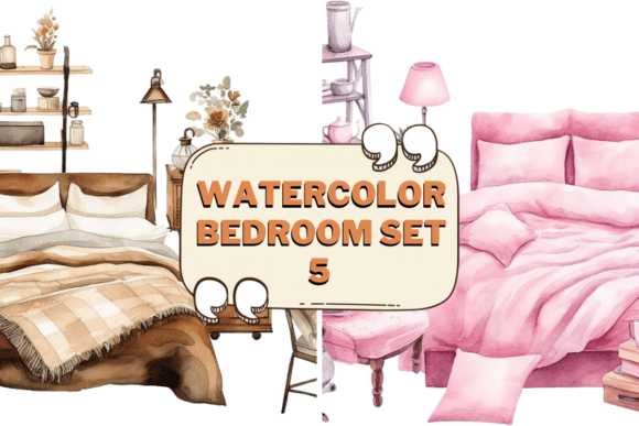 Download Watercolor Bedroom Furniture Clipart 05 - Bedroom furniture Collection