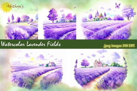 Download Watercolor Lavender Fields - Fields Collection
