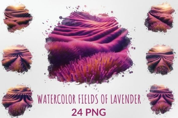 Download Watercolor Fields of Lavender Clipart - Fields Collection