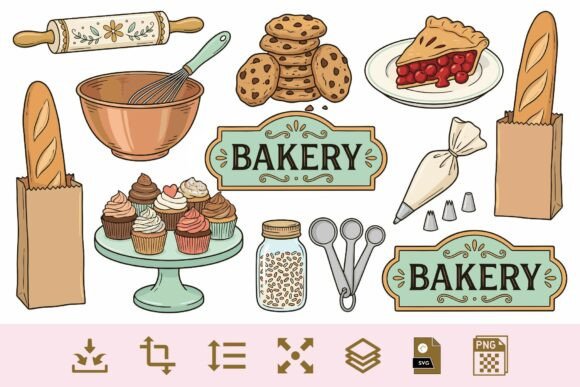 Download Bakery Clipart PNG &amp; SVG Bundle – Baking - Bakery clipart Collection