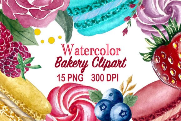 Download Watercolor Bakery Clipart PNG - Bakery clipart Collection