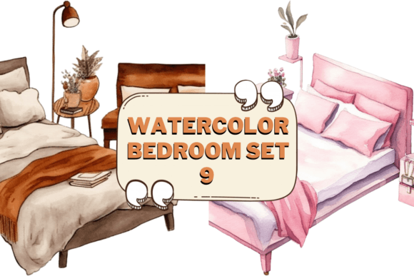 Download Watercolor Bedroom Furniture Clipart 09 - Bedroom furniture Collection