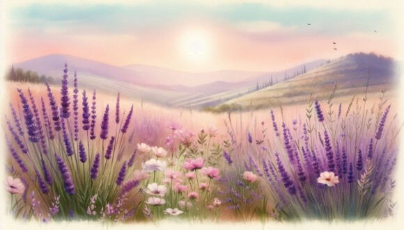 Download Summer Lavender Fields in a Soft, Vintag - Fields Collection