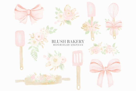 Download Blush Bakery Watercolor Bakery Clipart - Premium Resources