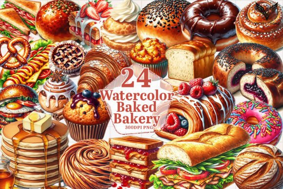 Download Watercolor Baked Bakery Clipart PNG - Bakery clipart Collection