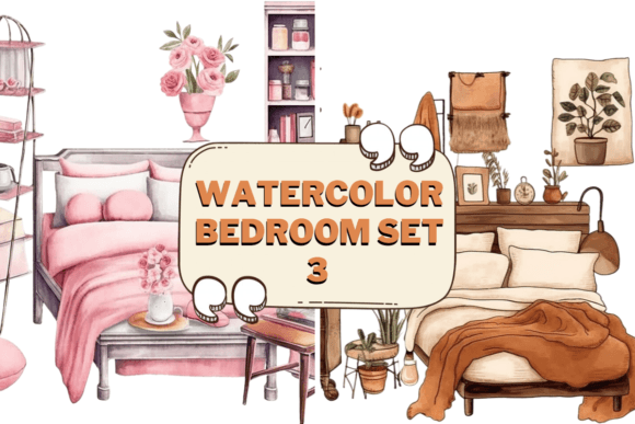 Download Watercolor Bedroom Furniture Clipart 03 - Bedroom furniture Collection