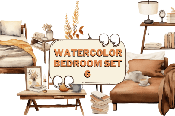 Download Watercolor Bedroom Furniture Clipart 06 - Bedroom furniture Collection