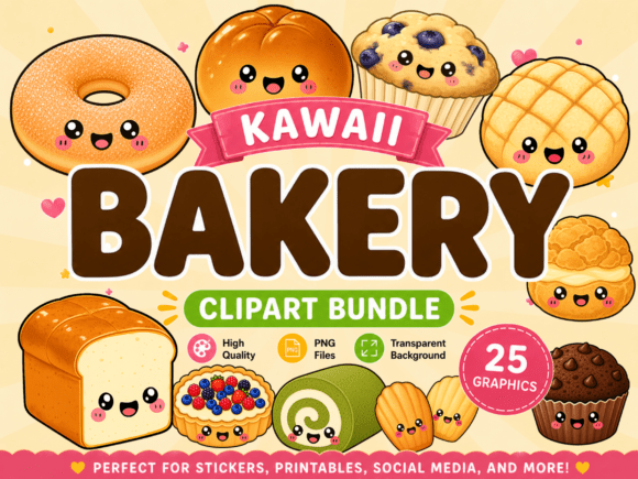 Download Kawaii Bakery Clipart PNG Bundle - Premium Resources
