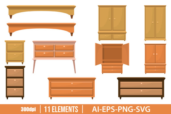 Download Retro Wooden Bedroom Furniture Clipart - Bedroom furniture Collection