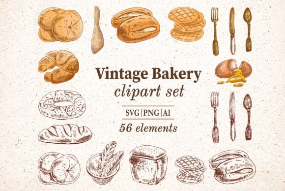 Download Vintage Bakery Clipart Set - Premium Resources