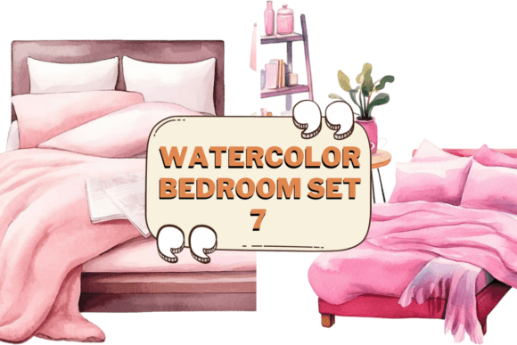 Download Watercolor Bedroom Furniture Clipart 07 - Bedroom furniture Collection
