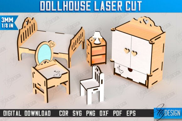 Download Dollhouse Bedroom Furniture Laser Cut - Bedroom furniture Collection