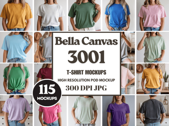 Download Bella Canvas 3001 TShirt Mockup Bundle - Canvas Collection