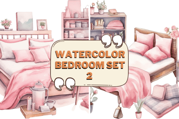 Download Watercolor Bedroom Furniture Clipart 02 - Bedroom furniture Collection
