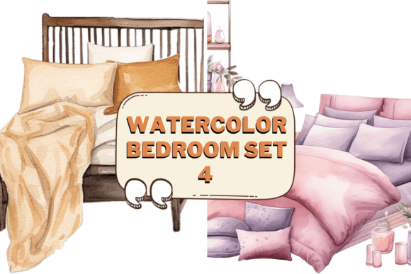 Download Watercolor Bedroom Furniture Clipart 04 - Bedroom furniture Collection